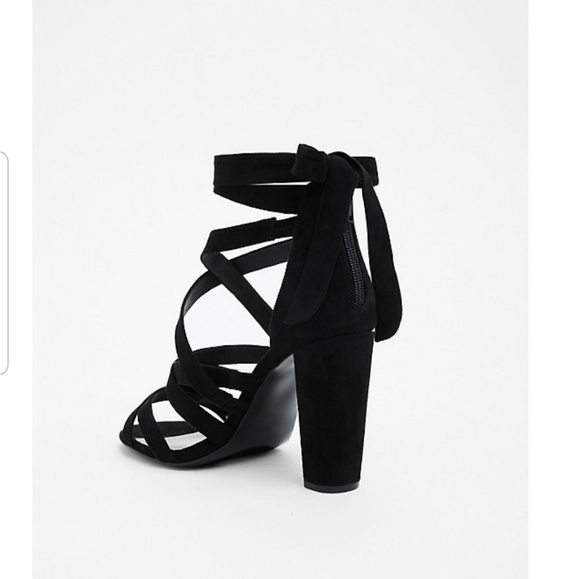 Black Strappy Lace-up Heel Sandals - Picture 2 of 6